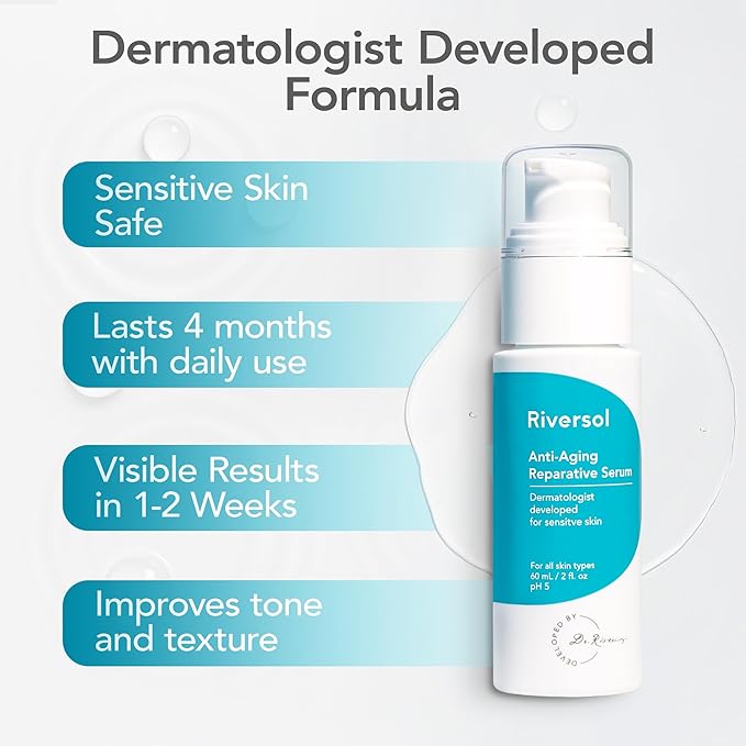 Riversol Vitamin C Serum for Face | Brightening Dark Spots & Wrinkles | Anti-Aging | Best for Sensitive Skin | Made in Canada | Dermatologist Developed | 4 Month Supply