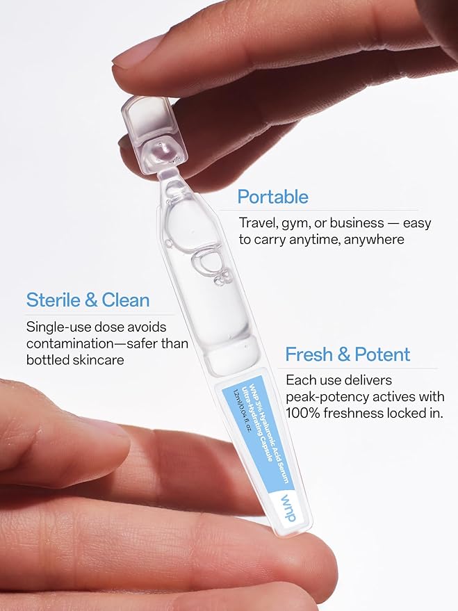 WNP Emergency Repair Serum Set: Ultra 3% Hydrating Serum 4D Hyaluronic Acid Firming Oil-Suspension Serum Single-Use Skincare for Sensitive Skin - 60 Vials
