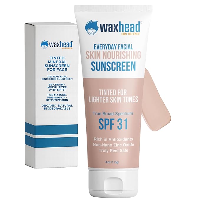 Tinted Mineral Sunscreen for Face SPF 31, Zinc Oxide Sensitive Skin - Light