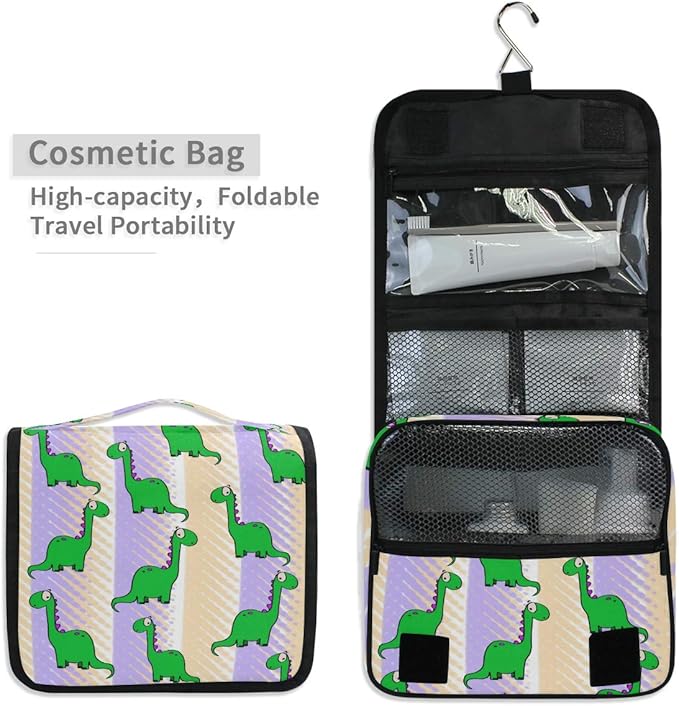 senya Hanging Travel Toiletry Bag Cute Dinosaur Kit Makeup Case Cosmetics Organizer for Men Women…