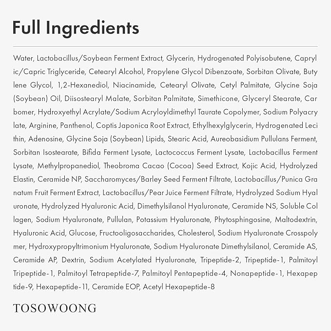 TOSOWOONG Glow Bean 6% Face Cream for Glass Skin, Nourishing, Hydrating