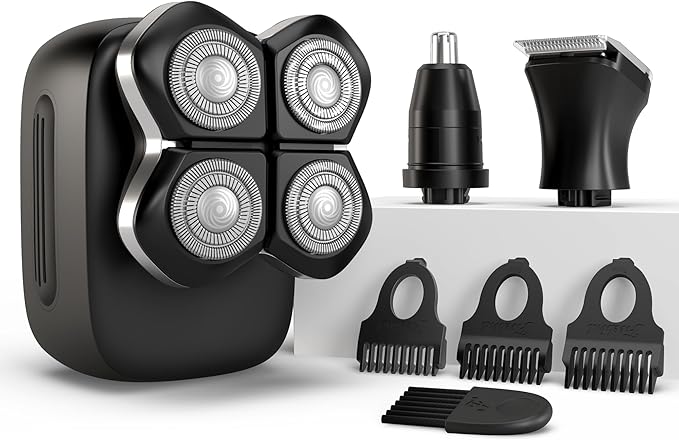 Freebird Electric Head & Body Hair Shaver - Mens Cordless Waterproof Razor with Rotary Blades (FlexSeries Pro, Shaver Kit)