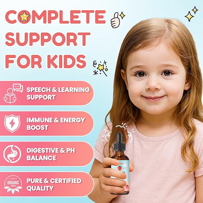 Diozoe Zeolite Detox for Kids, Gentle Wellness Support, Zeolite with Methyl B12, Vitamin D3 and C, Natural Zeolite Drops for Gut