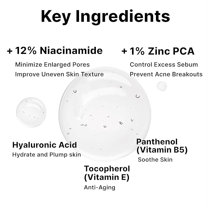 DearMYDEW 12% Niacinamide Serum with 1% Zinc PCA, Pore Minimizer for Face, Control Excess Oil and Sebum, Improve Uneven Skin Tone, Discoloration Correcting, Fast Absorbing, Korean Skincare, 1Fl Oz