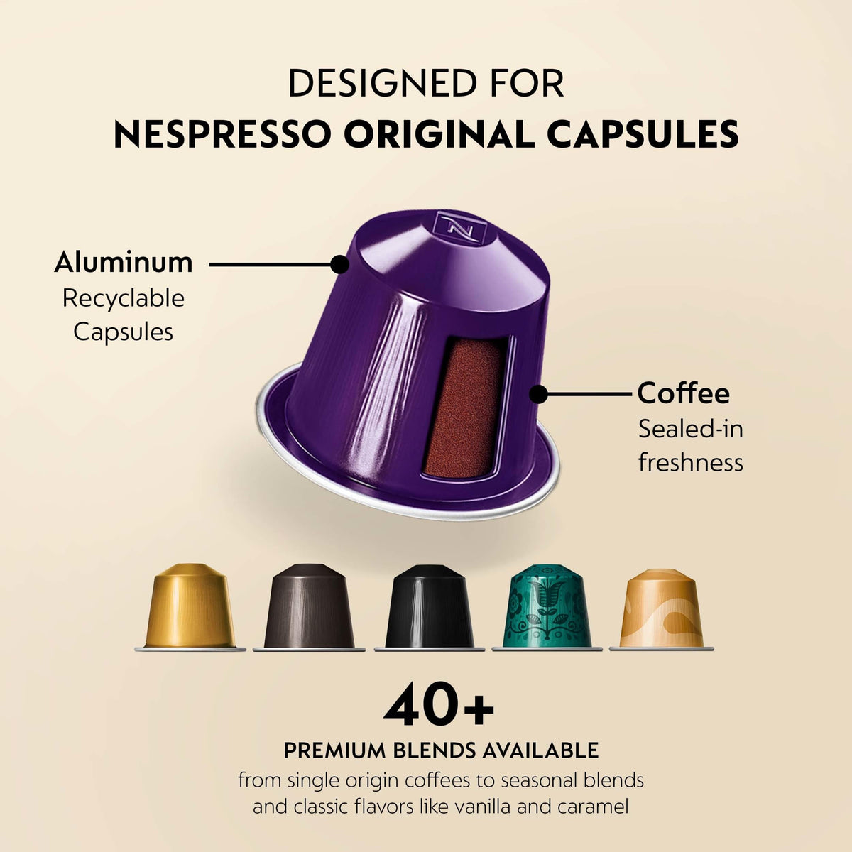 Nespresso Original, Caramello, Medium Roast, 50-Count Espresso Coffee Pods