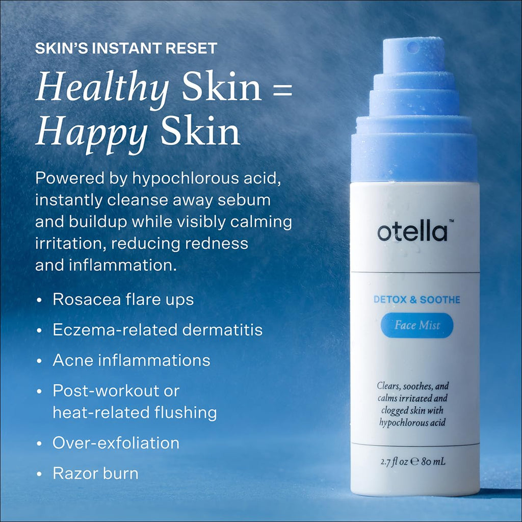 Otella Detox & Soothe Face Mist with Hypochlorous Acid.02% | 2.7 oz | Helps Reduce Redness, Irritation, Breakouts | Rosacea, Eczema, Sensitive-skin Safe | pH Balanced, Fragrance-Free, Fine Mist Toner