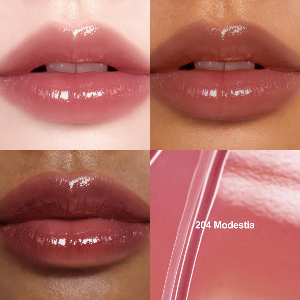 DINTO Blur-Glowy Lip Tint (204 Modestia) – Dewy Finish Glowy Korean Lip Tint, Long Lasting All Day Stain, Muted Neutral Red, Vegan & Cruelty-Free, 0.11 fl oz