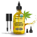Kaes Teo Organic Castor Oil 100% Pure Cold Pressed 2 Fl Oz Extra Virgin Unrefined Hexane Free - USDA Certified Organic, Golden Castor oil for Face, Skin, Hair, Eyebrows - Boost Hair Growth