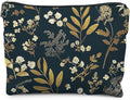 RYYCDOI Vintage Boho Floral Makeup Bag, Dark Moody Wildflowers Floral Cosmetic Bags for Women, Dark Cottagecore Botanical Plant Zipper Makeup Pouch