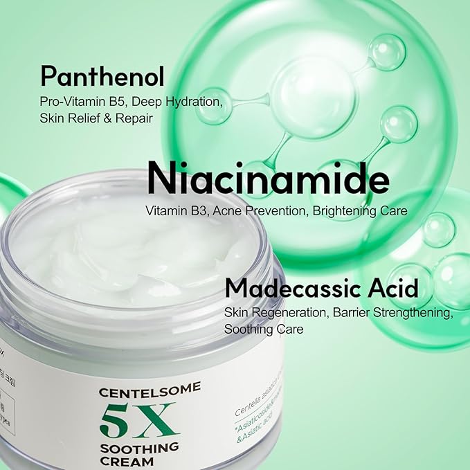 NEUL20S Centelsome 5X Soothing Cream 1.69 fl oz/50ml | Face Moisturizer for Skin Regeneration, Hydration, Blemish Spot Treatment, Korean Skincare, Centella Asiatica, Niacinamide, Exosomes, Panthenol