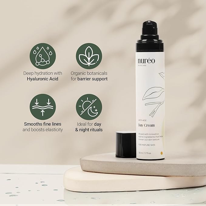 Nureo Luxe Marine Renewal Cream | Vegan Anti-Aging Moisturizer with Hyaluronic Acid & Marine Actives | Hydrating Face & Neck Cream for Mature Skin – 50ml
