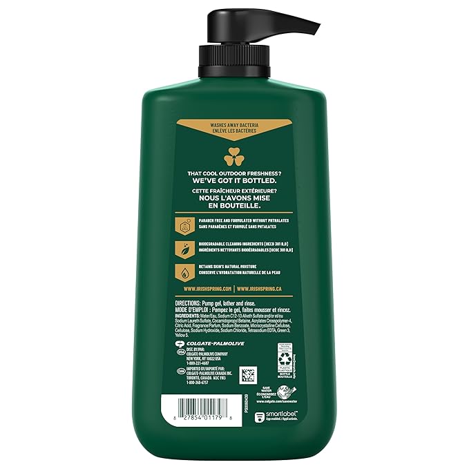 Irish Spring Active Scrub Body Wash for Men, Cool Fresh Scent, 887 mL