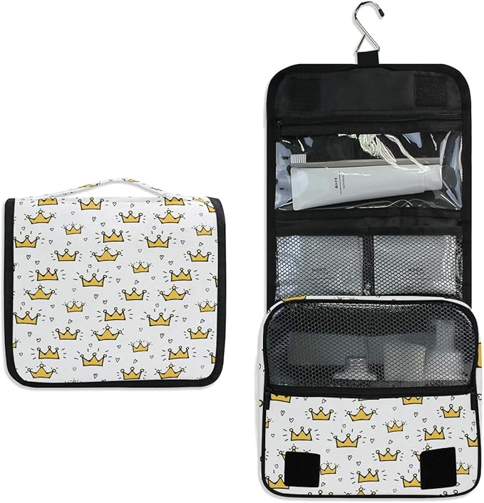 senya Hanging Travel Toiletry Bag Kit Makeup Case Cosmetics Organizer for Men Women (Crown Princess)