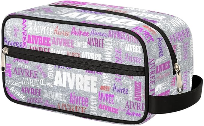 KFNHN Personalized Travel Cosmetic Waterproof Makeup Bags, Silver Glitters
