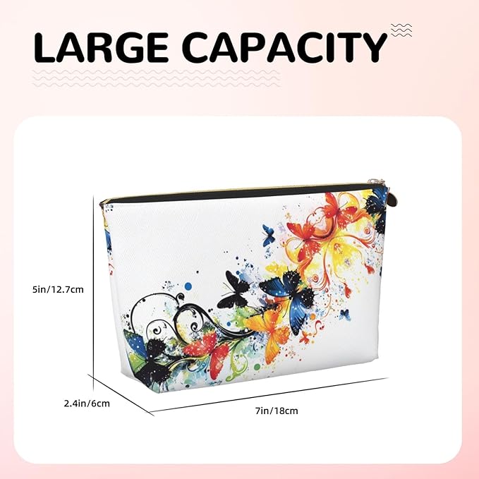 Dultua Mothers Day Gifts Makeup Bag Purse Cosmetic Bag Travel Toiletry Leather Make Up Bags for Mom Wife Women Daughter Elegant Butterflies
