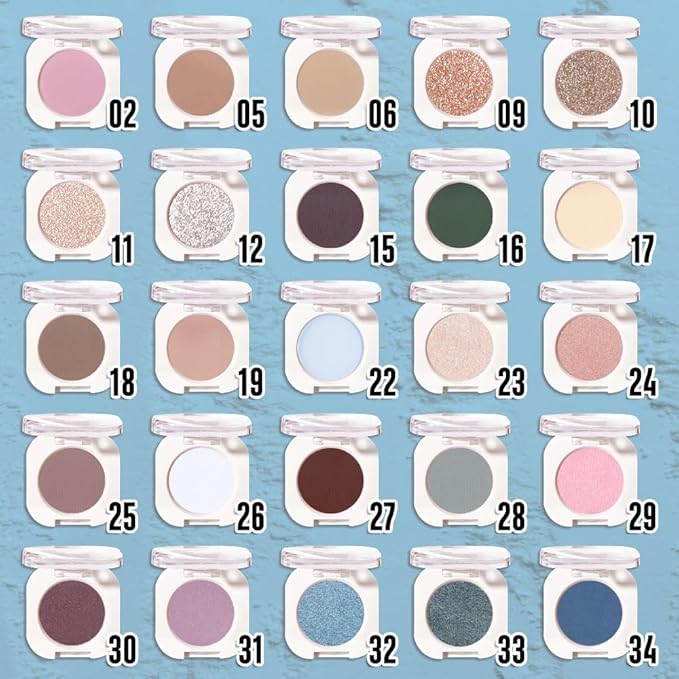 QIDSTERS Sky Blue Metallic Single Eyeshadow, Lightweight Blendable Mini Eye Shadow for Older Women, Monochrome Eyeshadow Palette Makeup Pigmented Waterproof, Vegan & Cruelty-Free, 32