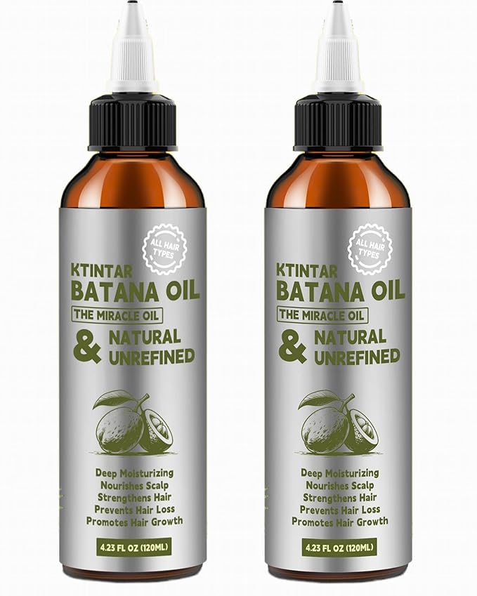 Ktintar 100% Natural Raw Batana Oil for Hair Growth, Dr Sebi Hair Growth Oil From Honduras, Thicker & Stronger Hair, Prevents Hair Loss, Eliminates Split Ends 4.23 Fl Oz (Pack of 2)