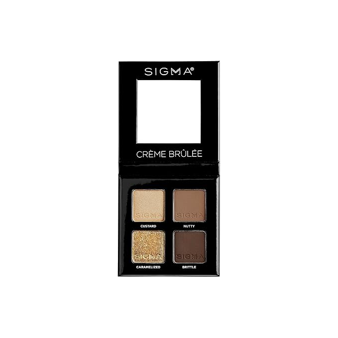 Sigma Beauty Crème Brûlée Eyeshadow Quad — Makeup Eyeshadow Quad with a Buttery Soft Formula and Buildable, Blendable Shades for a Flawless Eye Look, Designed for All Day Wear