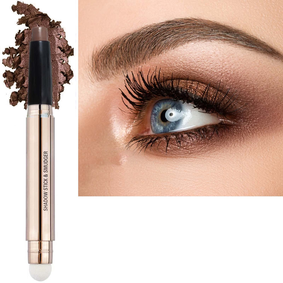 TWLBXMG Cocoa Brown Eyeshadow Stick Cream Shimmer Smooth Eyeshadow Pencil Hypoallergenic Natural Waterproof Long Lasting Eye Shadow Eyeliner Pen（Cocoa Brown Shimmer # 07）