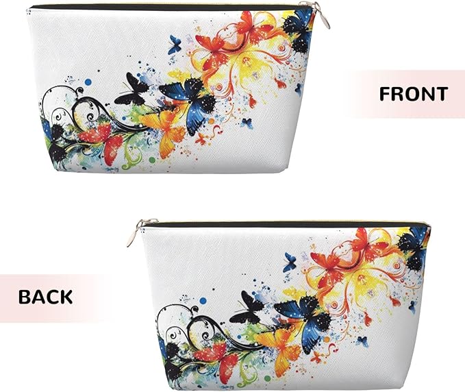 Dultua Mothers Day Gifts Makeup Bag Purse Cosmetic Bag Travel Toiletry Leather Make Up Bags for Mom Wife Women Daughter Elegant Butterflies