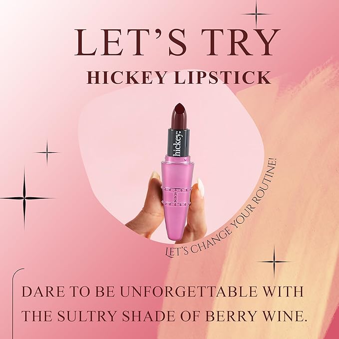Hickey Refillable Pendant Lipstick, Big Trouble[Berry Wine] – Wearable Satin Lip Color on a Chain, Refillable Clean Beauty, Full Lipstick Included