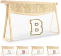 UIXIZQ Personalized Initial Letter Bag Boho Straw Clear Makeup Bag,Small Cute Chenille Varsity Letter Bag With Zipper,Beach Travel Toiletry Bag,Portable Monogrammed Cosmetic Bag for Women Girls,B