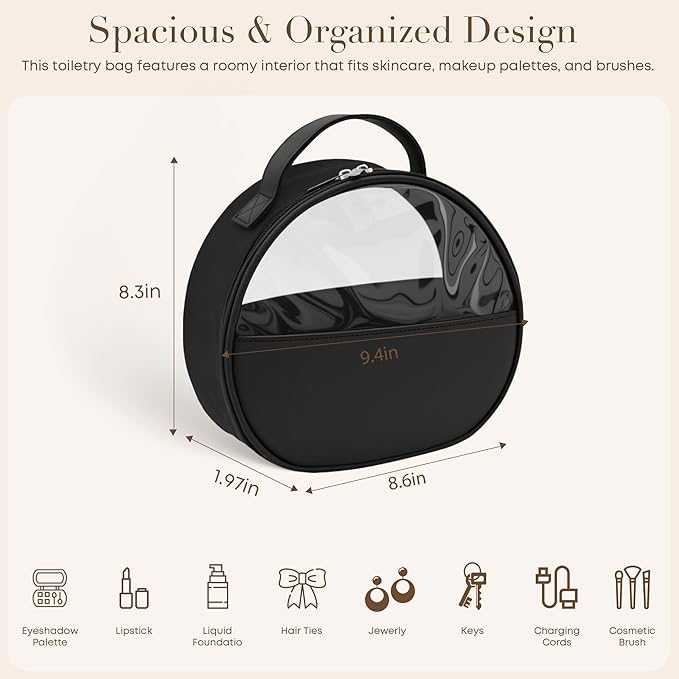 COLGRAM Large Clear Travel Makeup Bag, Waterproof Leak-Proof Toiletry Bag for Women, Simple Large Transparent Cosmetic & Makeup Bag Organizer