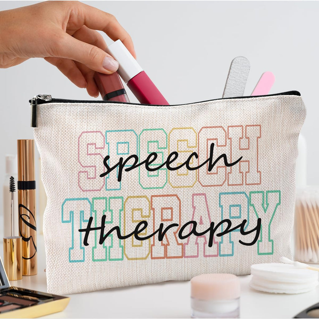 QGFM Makeup Bag for Women - Speech Therapist & SLP Gifts, Cosmetic Bag for Purse