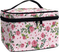 Drydeepin Rose Hearts Valentine's Day Print Travel Makeup Bags for Women Portable Tote Cosmetic Case with Carry Handle Toiletry Accessories Storage Organizer Bags