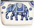 Blue Elephant Makeup Bag, Cute Travel Makeup Case Cosmetic Bags for Women
