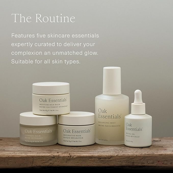 Oak Essentials The Routine Face Skincare Set, 5-Piece, Full Sizes