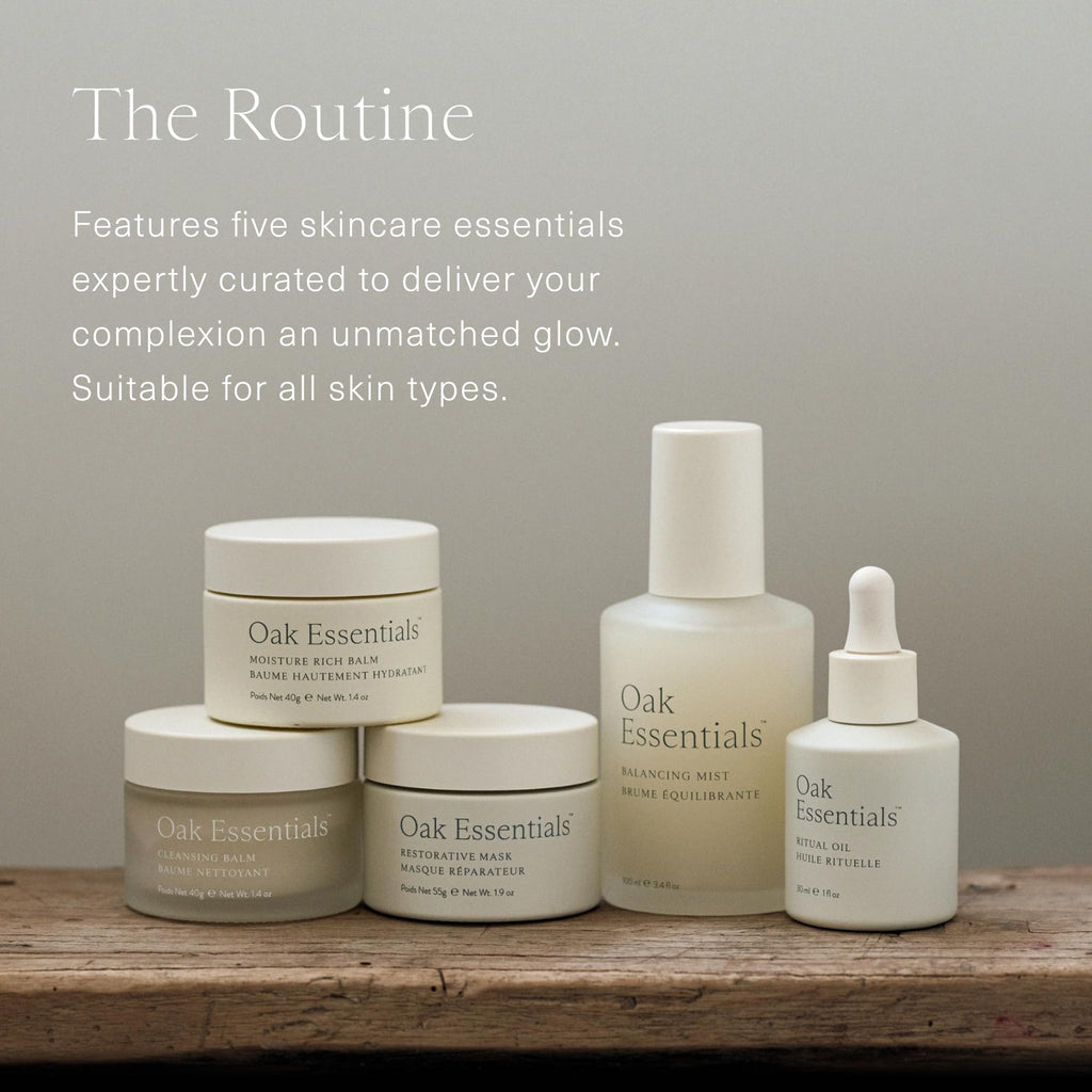Oak Essentials The Routine Face Skincare Set, 5-Piece, Full Sizes