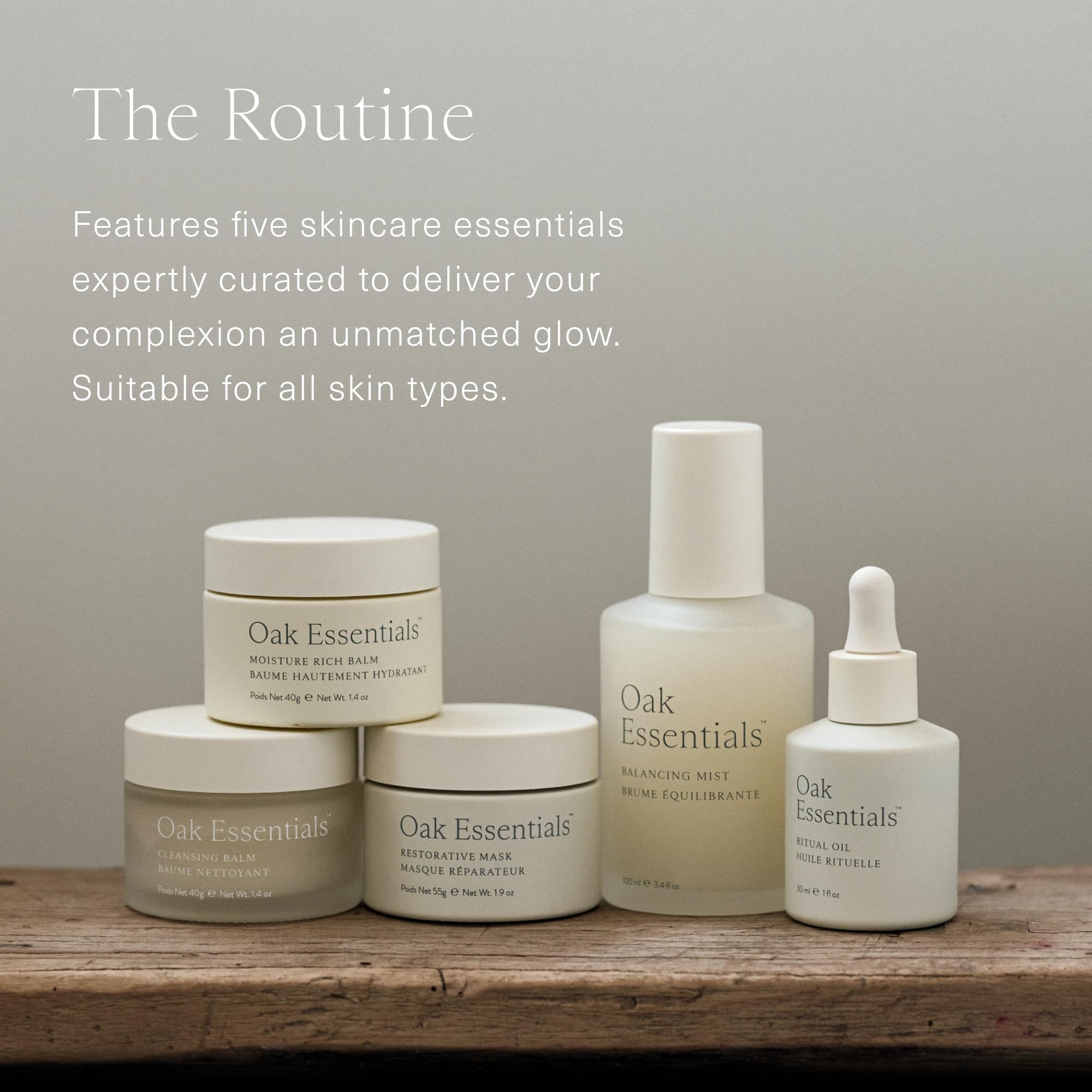 Oak Essentials The Routine Face Skincare Set, 5-Piece, Full Sizes