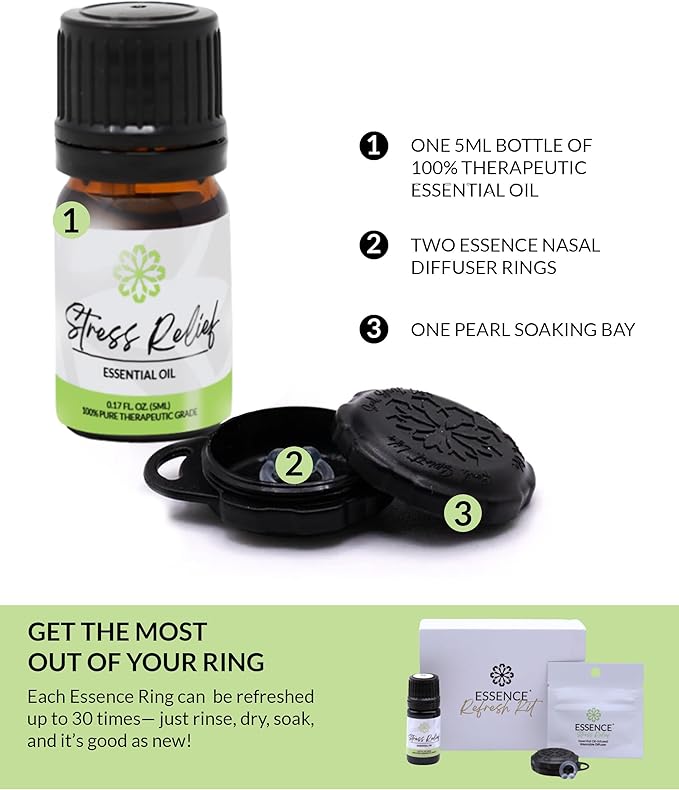 Essence Wearable Aromatherapy Nasal Diffuser – Stress Relief Essential Oil