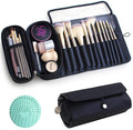 Warmstore Makeup Brush Bag, Travel Makeup Brush Case Makeup Brush Holder Organizer Cosmetic Bag Portable Roll Up Brush Storage Bag for Makeup Brushes and Cosmetic Essentials (Black)
