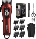 TCMKY Hair Clippers for Men Professional Clippers for Men Cordless&Corded Barber Clippers for Hair Cutting & Grooming. Rechargeable Hair Trimmer Kit for Household (Red)