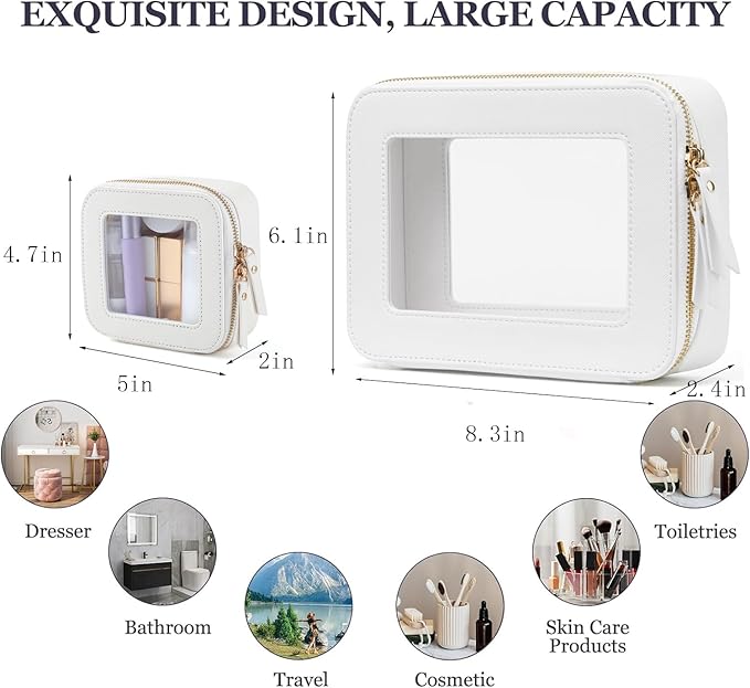 FASAOH Clear Makeup Bagswith Mini Cosmetic Bags,Travel Toiletry Bags for Women,Portable Cosmetic Bags Case, Transparent Waterproof Cosmetic Organizer Storage Bags for Women Men