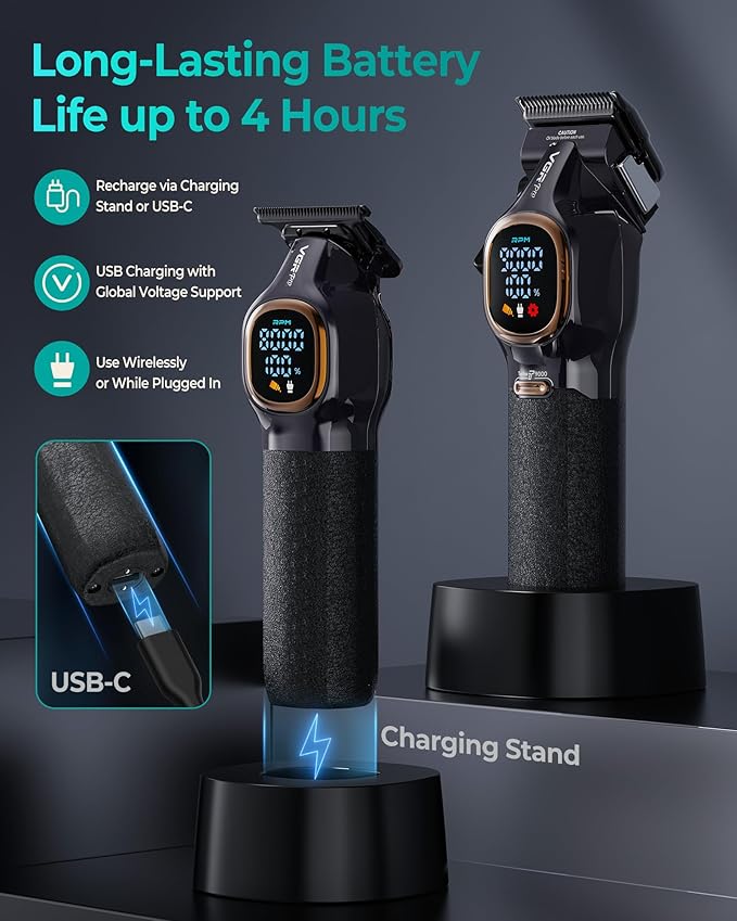 VGRPRO Professional Hair Clippers for Men, Cordless Clipper and Trimmer Set