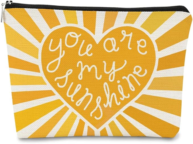 BARPERY Makeup Bags for Women, Yellow Cosmetic Bag,You are My Sunshine Sunshine Makeup Bag Gifts Teacher Gifts Daughter Mon Gifts Sister Gifts Grandma Gifts, Birthday Gifts