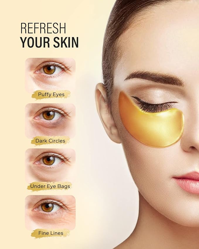 Maskiss 24K Gold Under Eye Patches (15 Pairs), Eye Mask, Collagen Skin Care Products, Eye Patches for Puffy Eyes, Eye Masks for Dark Circles and Puffiness