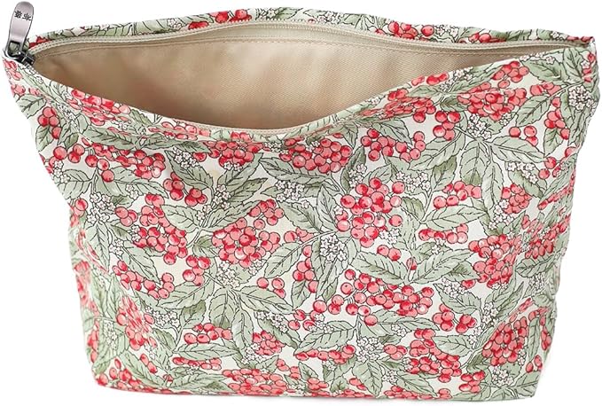 BBORGDC Cotton Printed Makeup Bag - Large Capacity Travel Cosmetic Pouch & Toiletry Organizer with Zipper, Perfect for Daily Use, Makeup Storage, or Gift Ideas