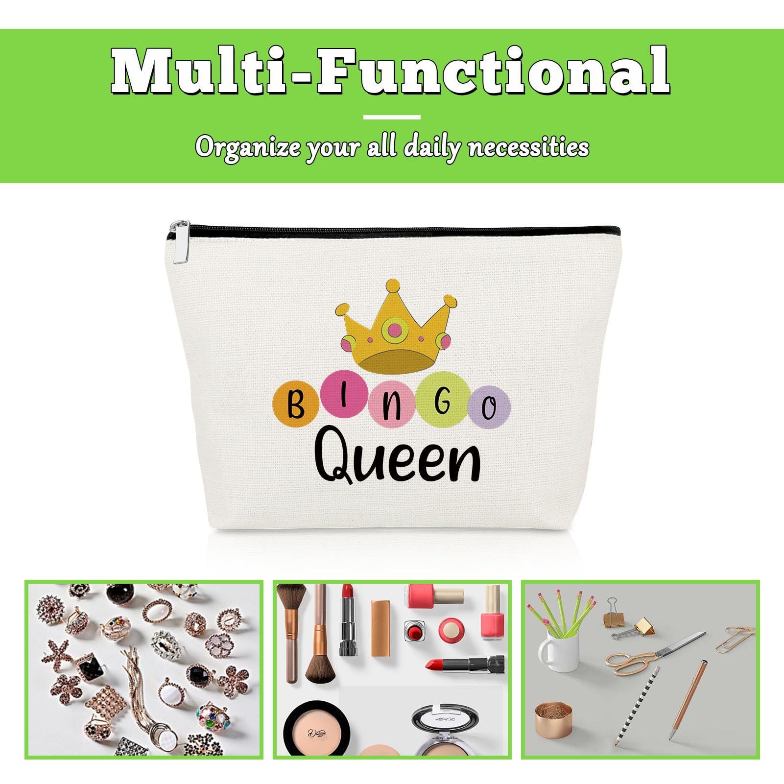 Bingo Gifts for Women Makeup Bag Bingo Lovers Gift Gambling Presents for Women Best Friend Sister Game Player Birthday Presents Casino Lovers Cosmetic Bag Christmas Graduation Travel Cosmetic Pouch