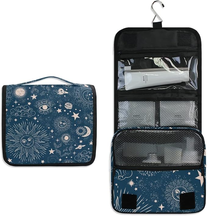 Hanging Travel Toiletry Bag Kit Makeup Case Cosmetics Organizer for Men Women (Starry Sky)