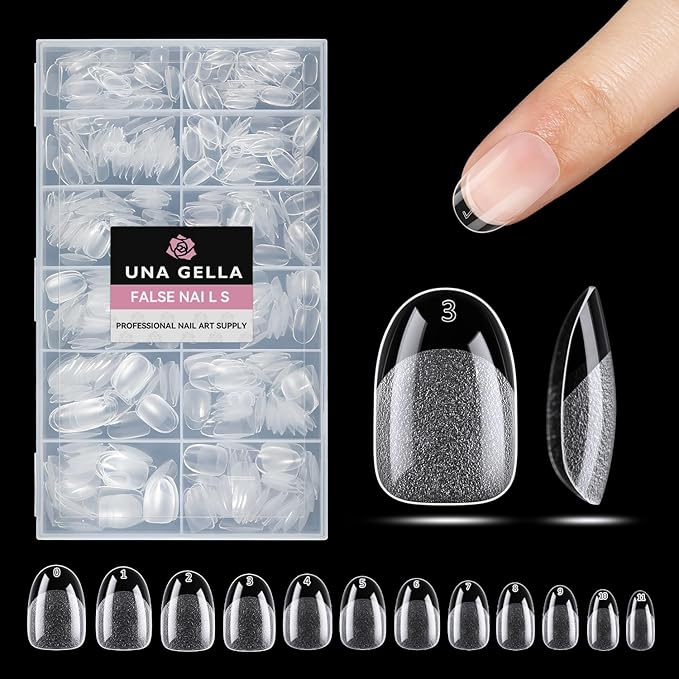 UNA GELLA Oval Gel Nail Tips, 312 Pcs Short Oval Round Nails