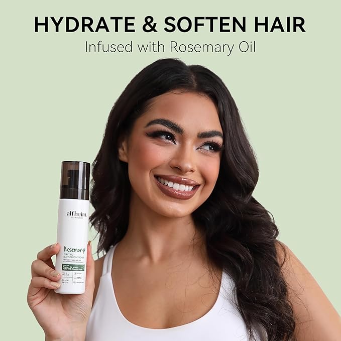 ALFHEIM Rosemary+ Purifying Leave-In Spray Conditioning & Refreshing Spray for Oily & Fine Hair with Rosemary, Peppermint & Jojoba Oils – Mist – Lightweight, Smooths & Revives – 5.4 oz / 160 ml