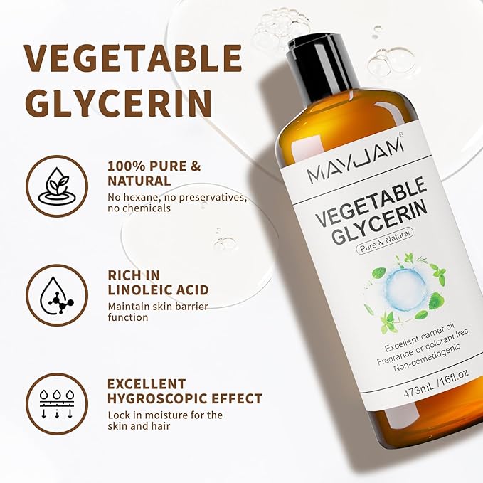 MAYJAM 100% Natural & Pure Vegetable Glycerine for Skin Care, 16 Fl oz