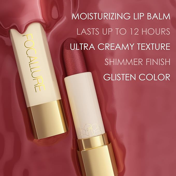 FOCALLURE Pearl Shimmery Lipstick, Moisturizing & Non-Drying, High Pigment Long Lasting Lip Color, Sparkly Shine Finish, Independence Day Gift, Killer Queen