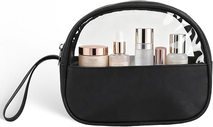 COLGRAM Small Clear Travel Makeup Bag, Waterproof Leak-Proof Toiletry Bag for Women, Simple Transparent Cosmetic & Makeup Bag Organizer