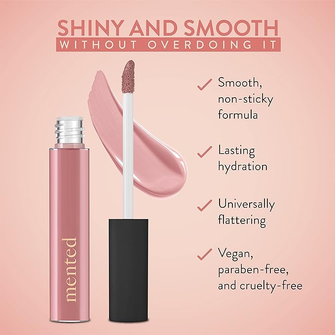 Mented Cosmetics Lip Gloss for Women Tinted Lip Balm Stain, Pink About Me