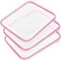Hoolerry 3 Pcs Clear Hard Zipper Case Hard Plastic Zipper Pouch Makeup Bag Portable Travel Organizer for Cosmetics, Office Supplies, Documents & Toiletries(Pink,L)